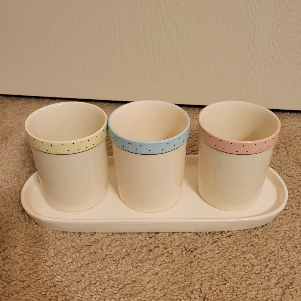 Rae Dunn Ceramic Cutlery Container Set - Picture 2 of 9